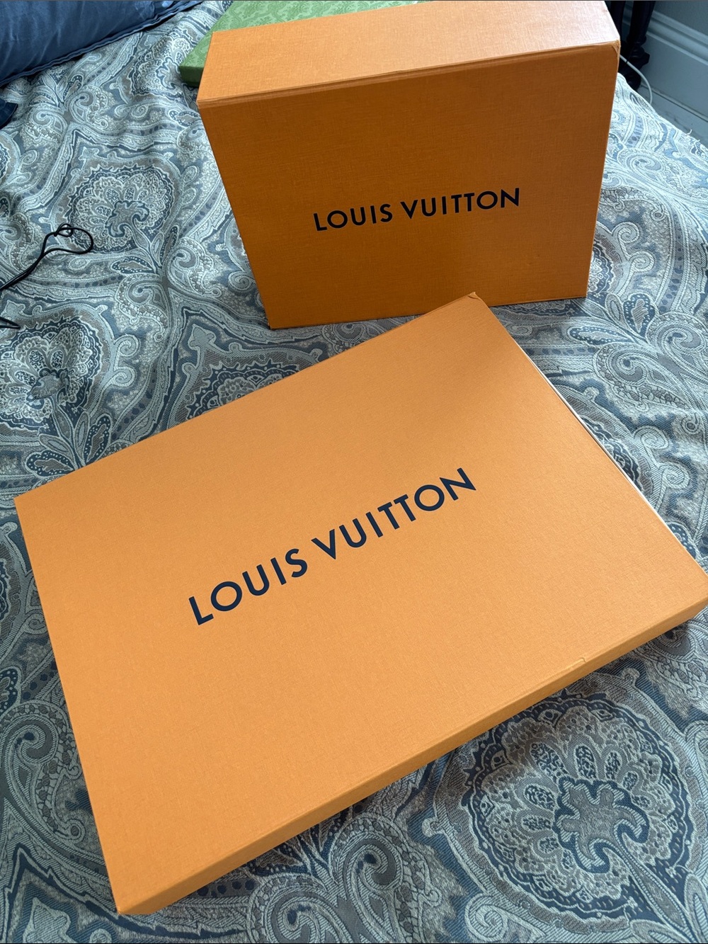 Louis Vuitton Orange and Navy Logo Presentation Boxes